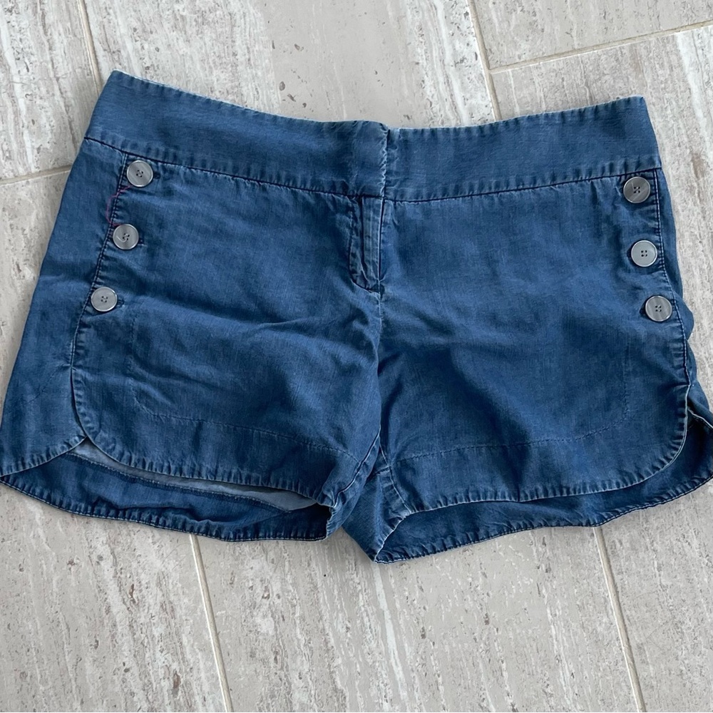 The Limited Navy Button-Trim High Waist Shorts